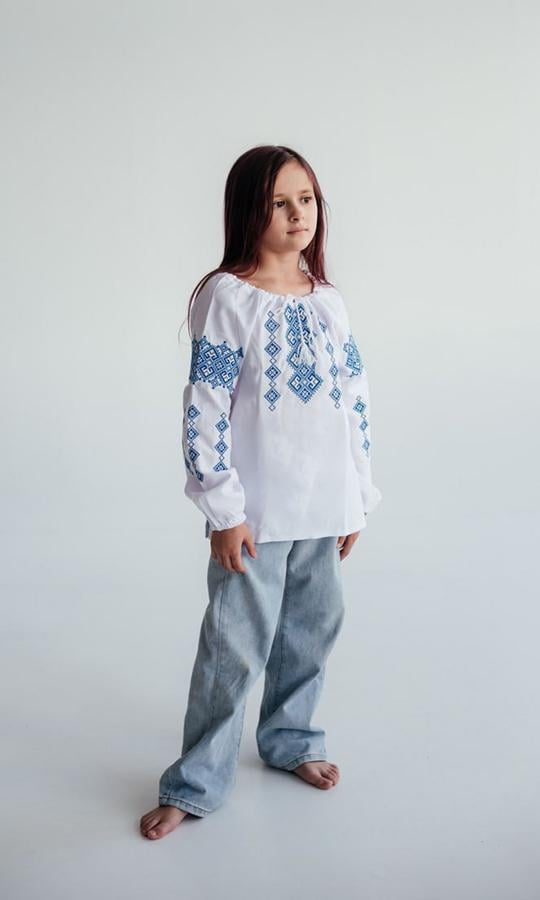 Вишиванка дитяча для дівчинки Вишиваночка р. 140 Білий (9016-3) - фото 3 Вишиванка дитяча для дівчинки Вишиваночка р. 140 Білий (9016-3) - фото 3