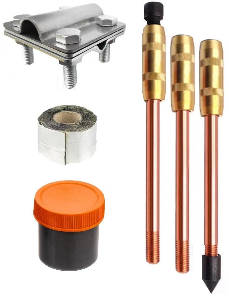 Комплект заземлення обміднений Self 4,5 м з струмопровідною пастою і антикорозійною стрічкою (3550)