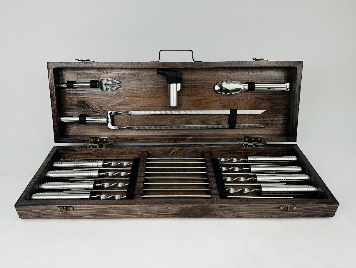 Набор шампуров и аксессуаров Серебро-2 12 предметов Коричневый (150-10-KS-7616)