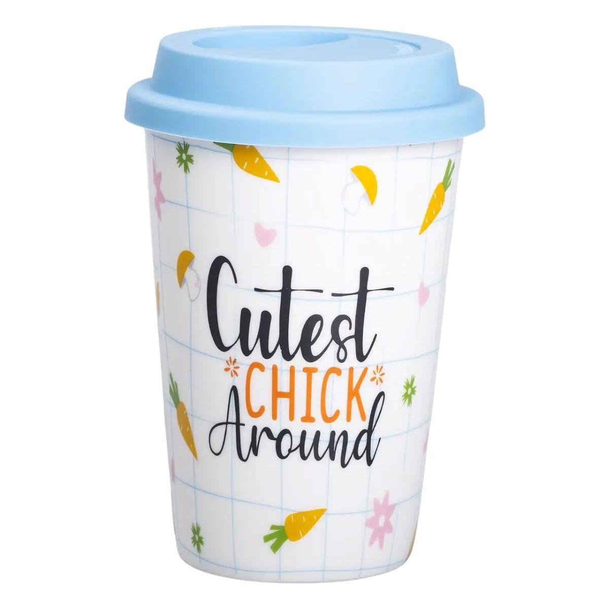 Стакан фарфоровый с силиконовой крышкой и отверстием для трубочки 420 мл (RX-N240546CA)