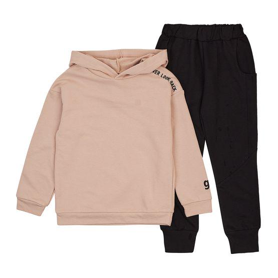 Худи и брюки ЛяЛя р. 152 Бежевый/Черный (К3ДВ155)