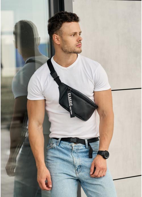 Поясная сумка мужская Sambag из экокожи Черный (830031512)