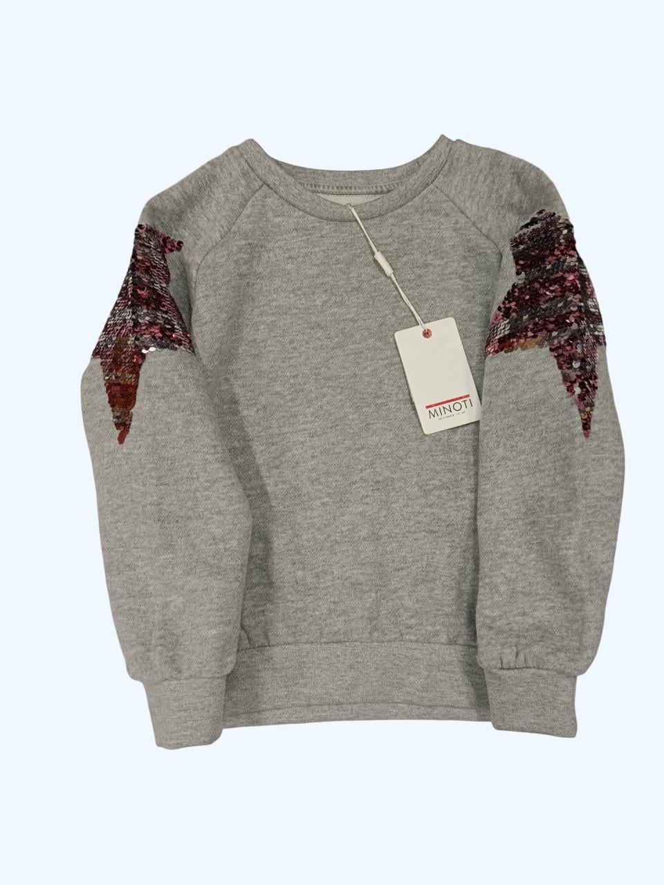 Світшот дитячий утеплений з паєтками для дівчинки Minoti 110 см Сірий (00851)