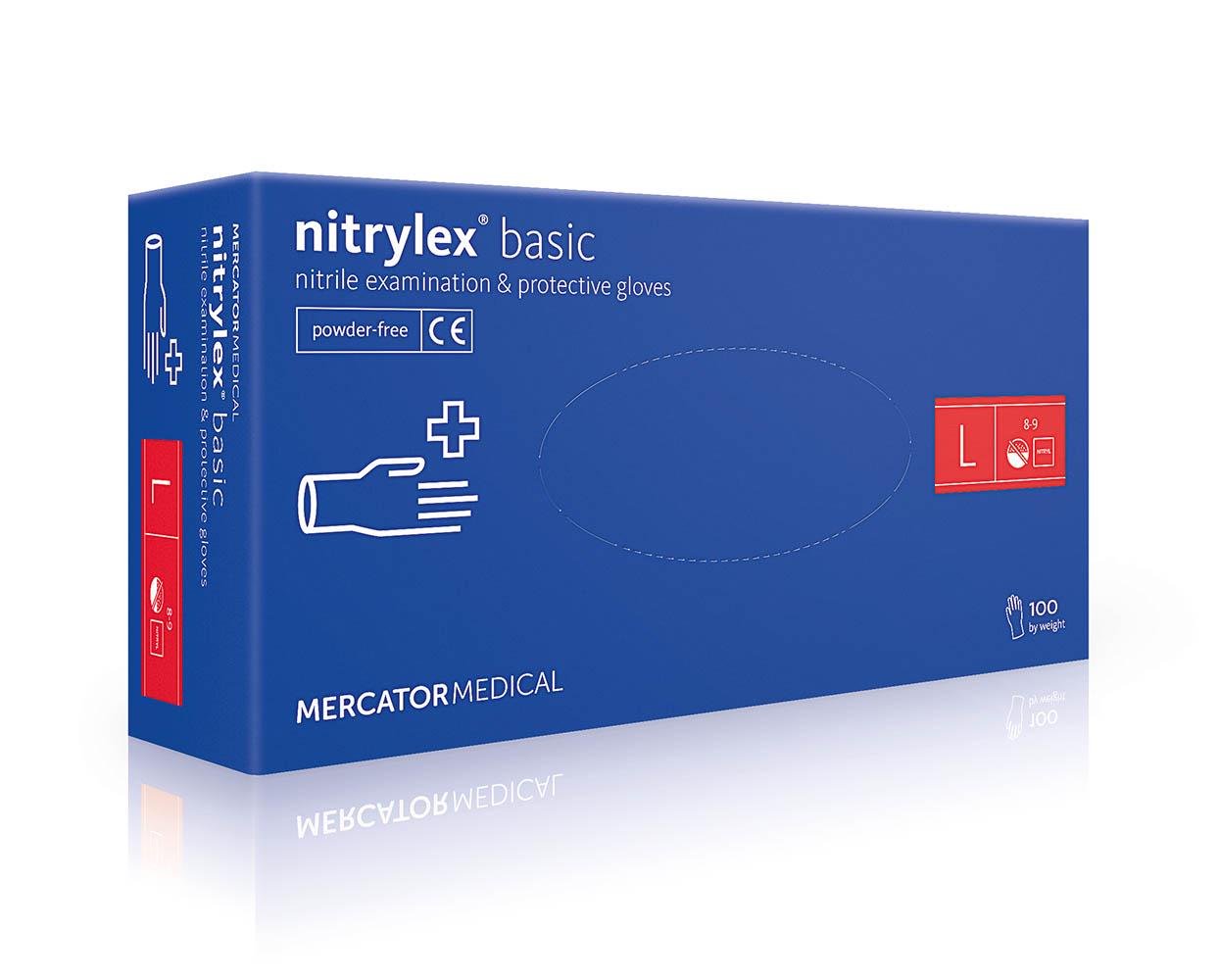 Перчатки нитриловые Mercator Medical Nitrylex Basic 50 пар L Синий