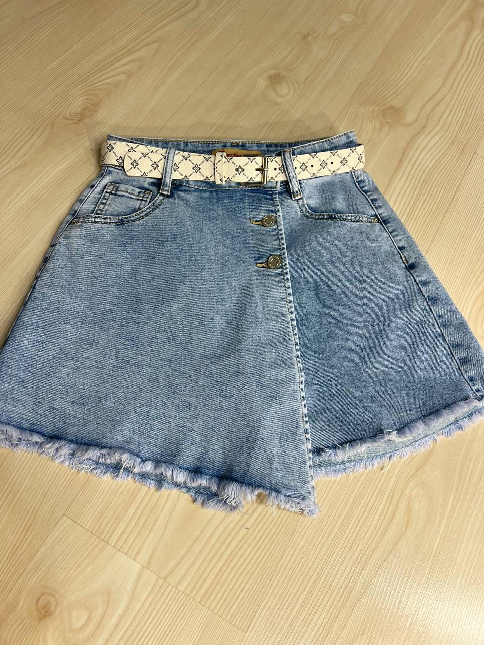 Шорти спідниця жіночі джинсові Diruni 7016-17-18 короткі на запах р. 34 Блакитний (4125) - фото 8 Шорти спідниця жіночі джинсові Diruni 7016-17-18 короткі на запах р. 34 Блакитний (4125) - фото 8