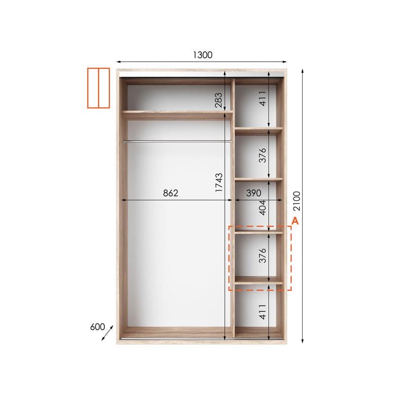 Шафа-купе Idea серія 5 130х60х210 см Дуб сонома (1446) - фото 2