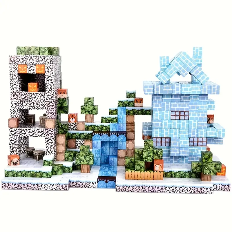 Конструктор магнитный Minecraft Поселок 100 шт. (2698857119) - фото 2