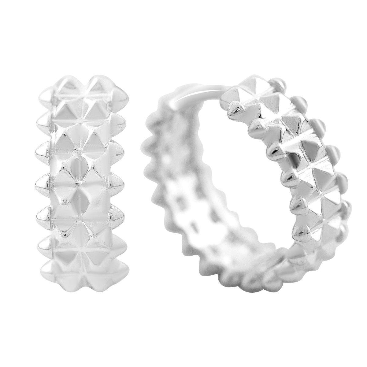 Срібні сережки-кільця з геометричним дизайном Срібні сережки-кільця з геометричним дизайном