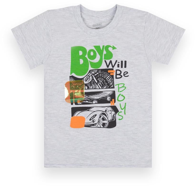Футболка детская хлопковая для мальчика Gabbi Супер кул 104 см Серый (12638)