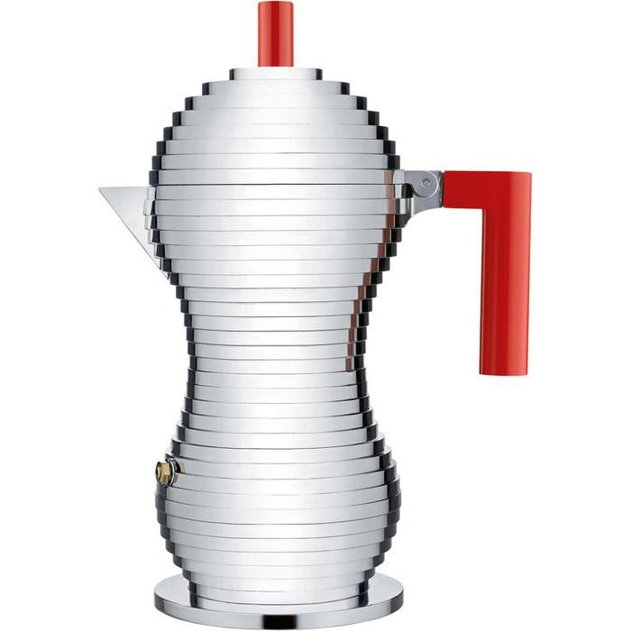 Гейзерная кофеварка Alessi Pulcina 300 мл Металлик/Красный (2522653)