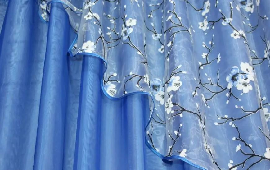 Комплект штор на кухню 300х170 см Синий/Голубой (063к 4) - фото 2 Комплект штор на кухню 300х170 см Синий/Голубой (063к 4) - фото 2