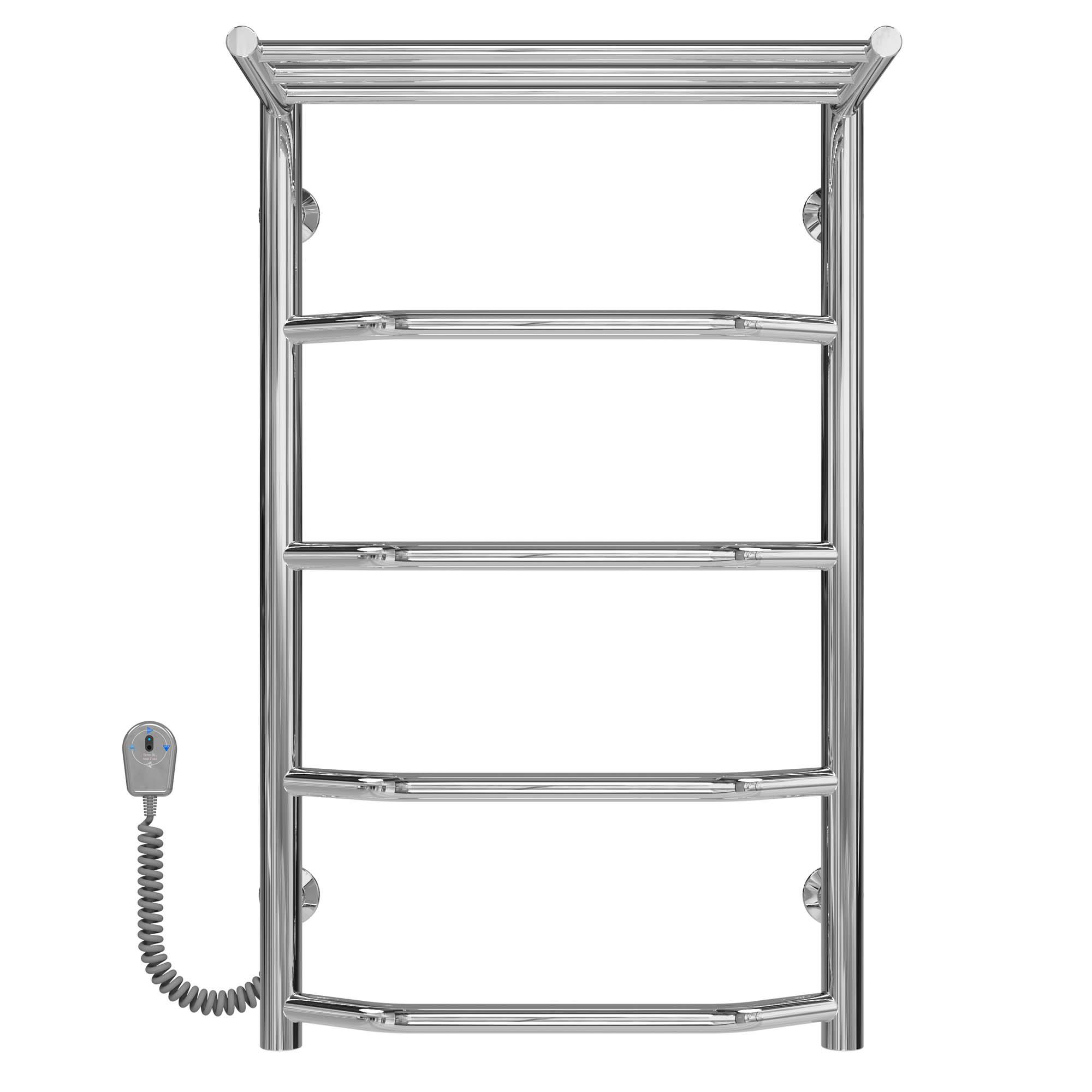 Полотенцесушитель электрический с полкой Deffi Трапеция П5 EF16 левое подключение нержавеющая сталь 400х700 мм Хром (C.TP.70.40.5.E.C.L.5)