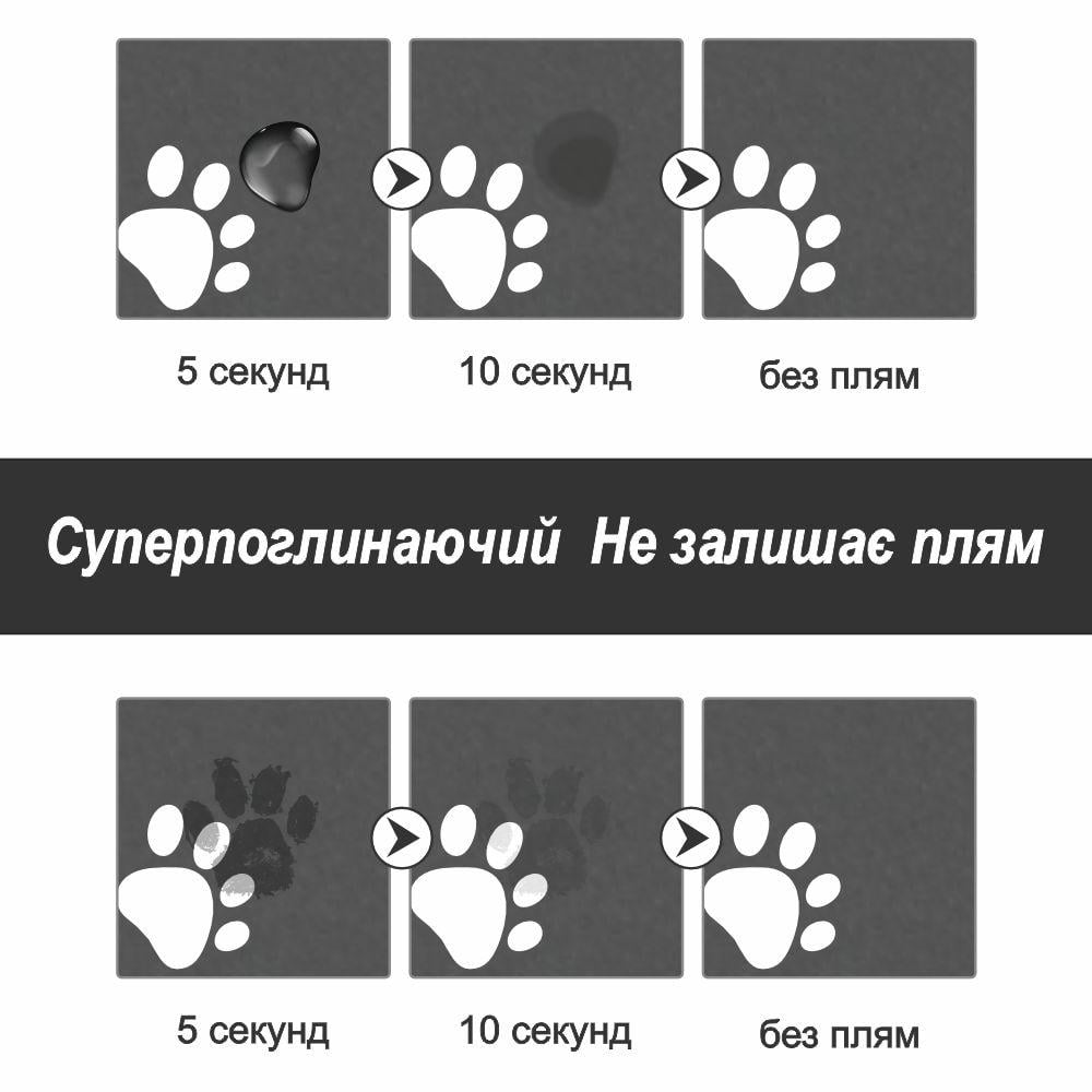Килимок для тварин Сліди антиковзний/поглинаючий/швидковисихаючий 40х55 см Чорний (300171) - фото 3 Килимок для тварин Сліди антиковзний/поглинаючий/швидковисихаючий 40х55 см Чорний (300171) - фото 3