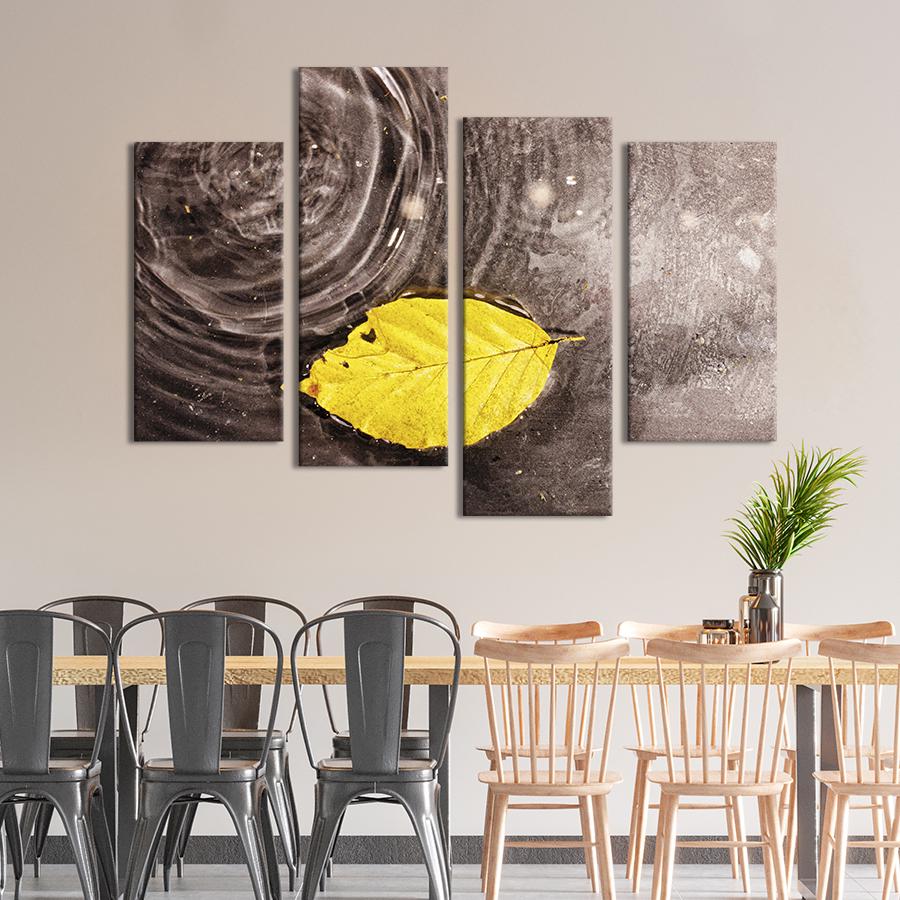 Картина модульная из 4 частей Осенний лист на поверхности воды XL 149x106 см (511-42)