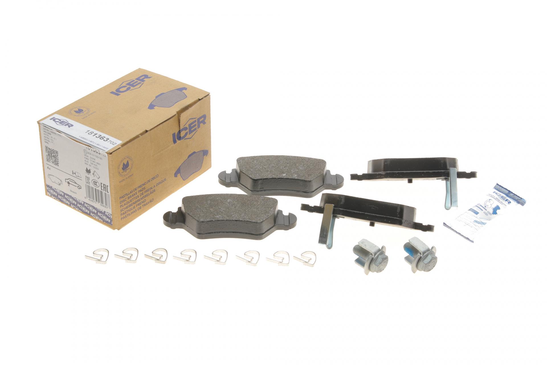 Колодки тормозные задние ICER для Opel Astra G 98-09/Zafira A 99-05/Chevrolet Corsa 94-02/Zafira 01-12 (181363-702)