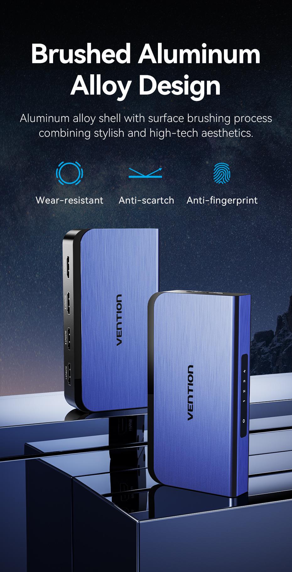 Розгалужувач Vention HDMI 1x4 4K 60Hz HDMI 2.0 HDR HDCP 2.2 Dolby Atmos алюмінієвий Синій (AKFL0-EU) - фото 3 Розгалужувач Vention HDMI 1x4 4K 60Hz HDMI 2.0 HDR HDCP 2.2 Dolby Atmos алюмінієвий Синій (AKFL0-EU) - фото 3