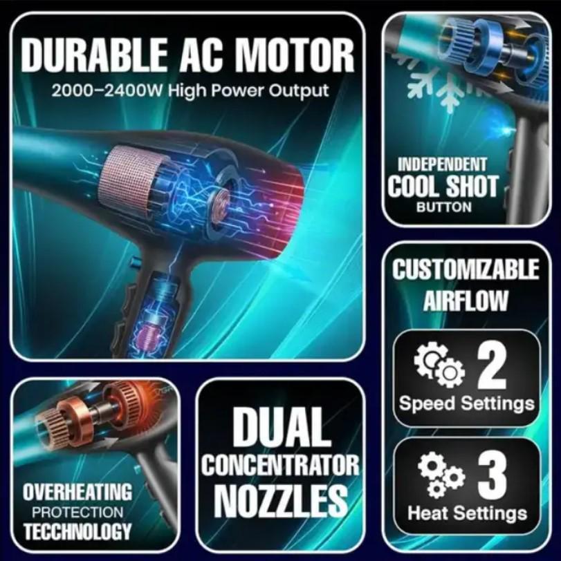 Фен для волосся VGR V-455 2 режими 2000 Вт Синій (2390000038) - фото 8