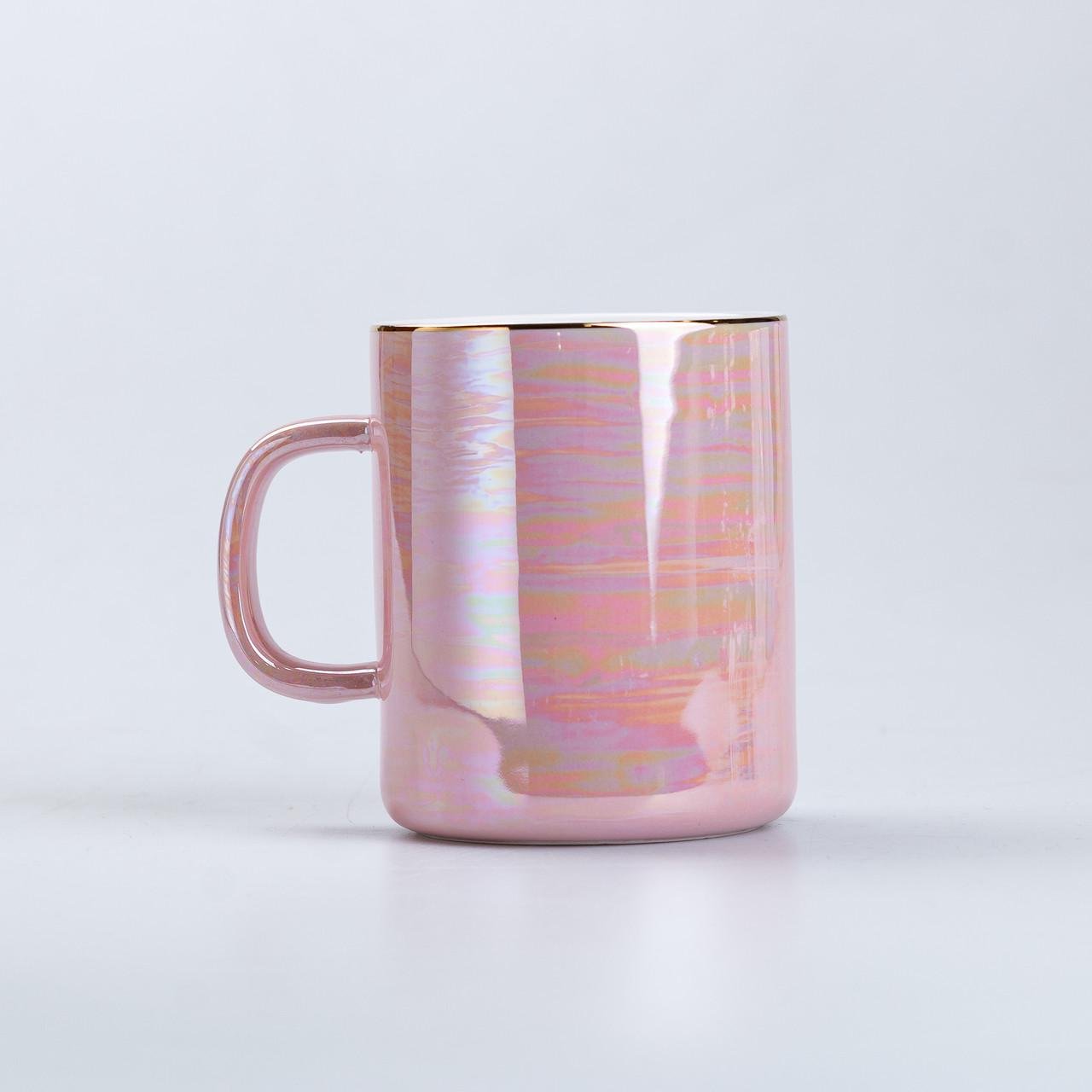 Чашка керамическая Glaze в зеркальной глазури 420 мл Розовый (3313)