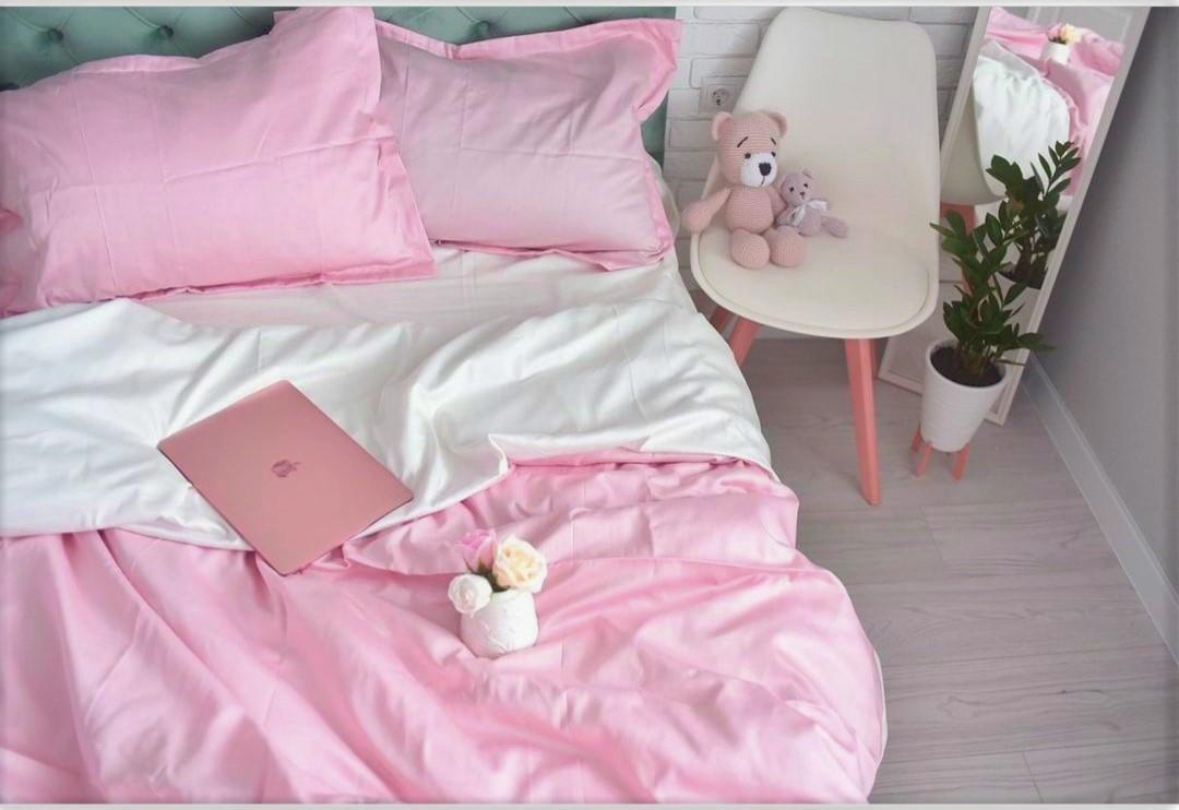 Постельное белье поплин Lux двуспальный Rose/White (1634730522)