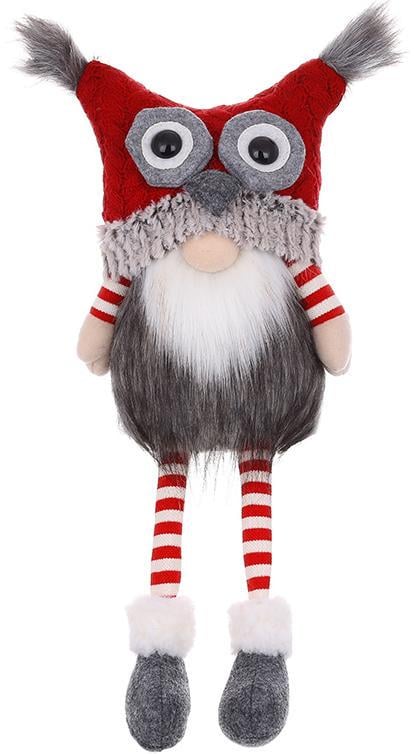 Іграшка м'яка Гном у шапці Сови 44 см Червоний з сірим