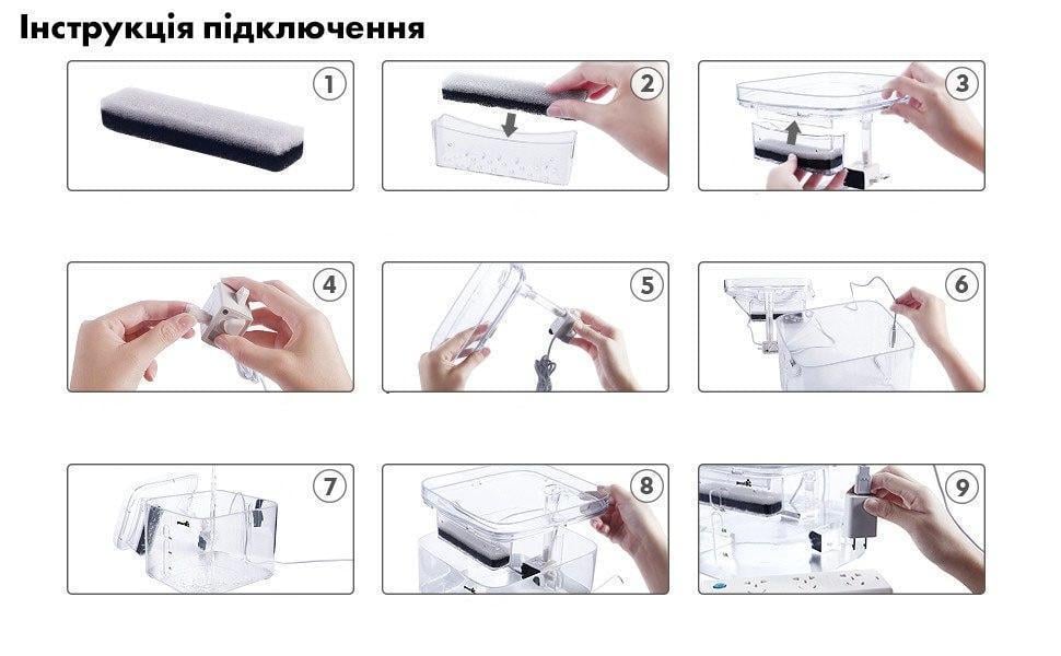 Поилка фонтан для кошек и собак NPET WF020TP 3 л с фильтром Прозрачный (1246366346) - фото 7