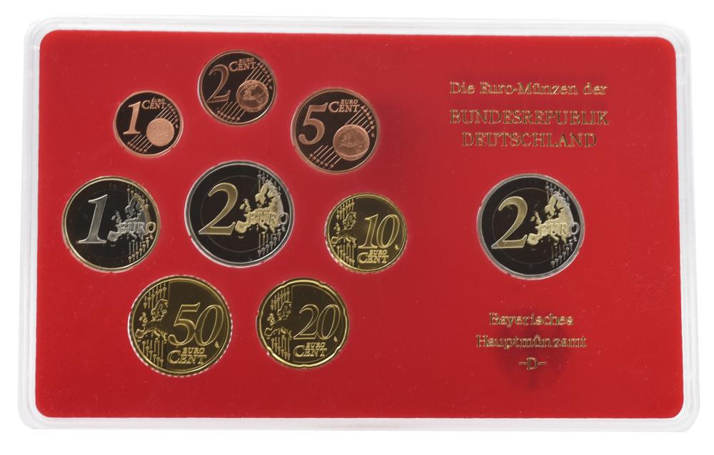 Колекційні монети Німеччина набір з 9 монет євро 2010 UNC D 1/2/5/10/20/50 євроцентів 1/2 євро/пам'ятна 2 євро Блістер (М22726)