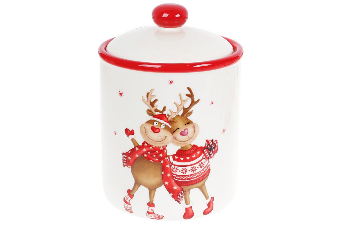 Банка для солодощів BonaDi з об'ємним малюнком Новорічні Олені 1,9 л (DM712-X)