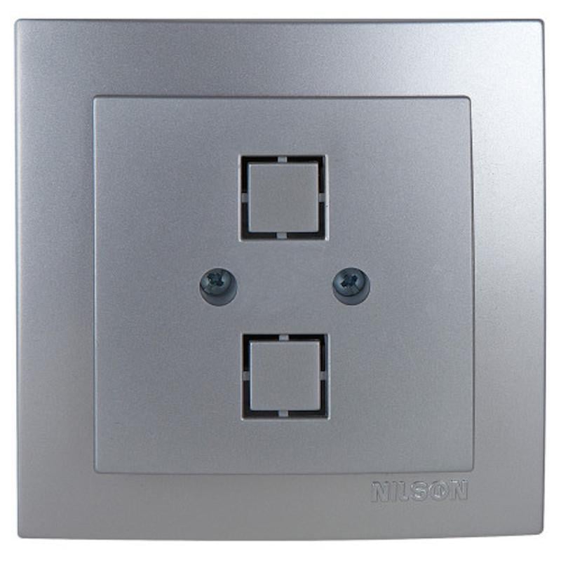 Розетка подвійна комп'ютерна без модуля Nilson Touran Срібний