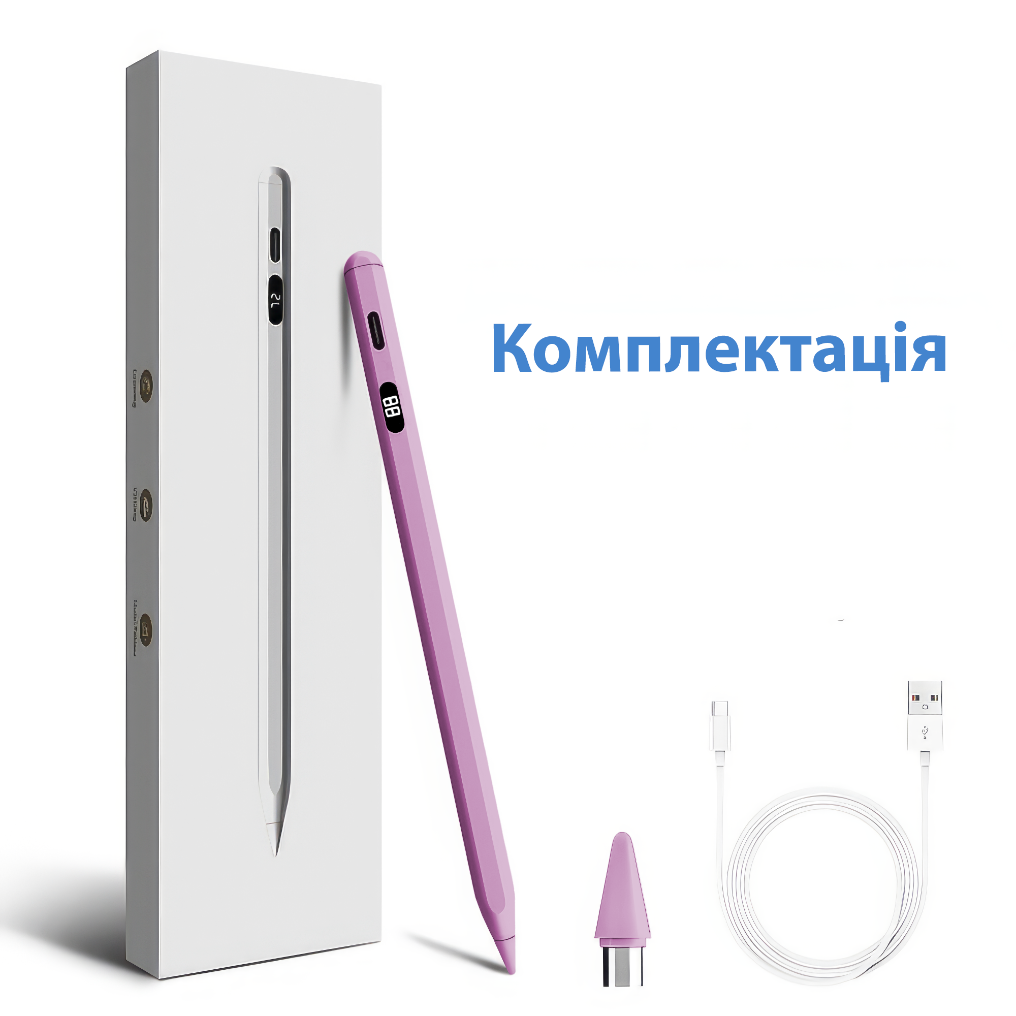Стилус универсальный с дисплеем цифровой адаптивный для iOS и Android Сиреневый (21013) - фото 8