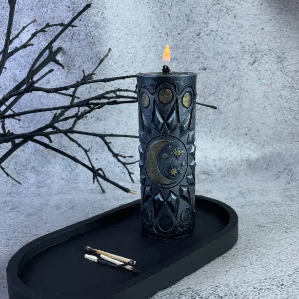 Свеча восковая Фазы месяца Черный (1129)