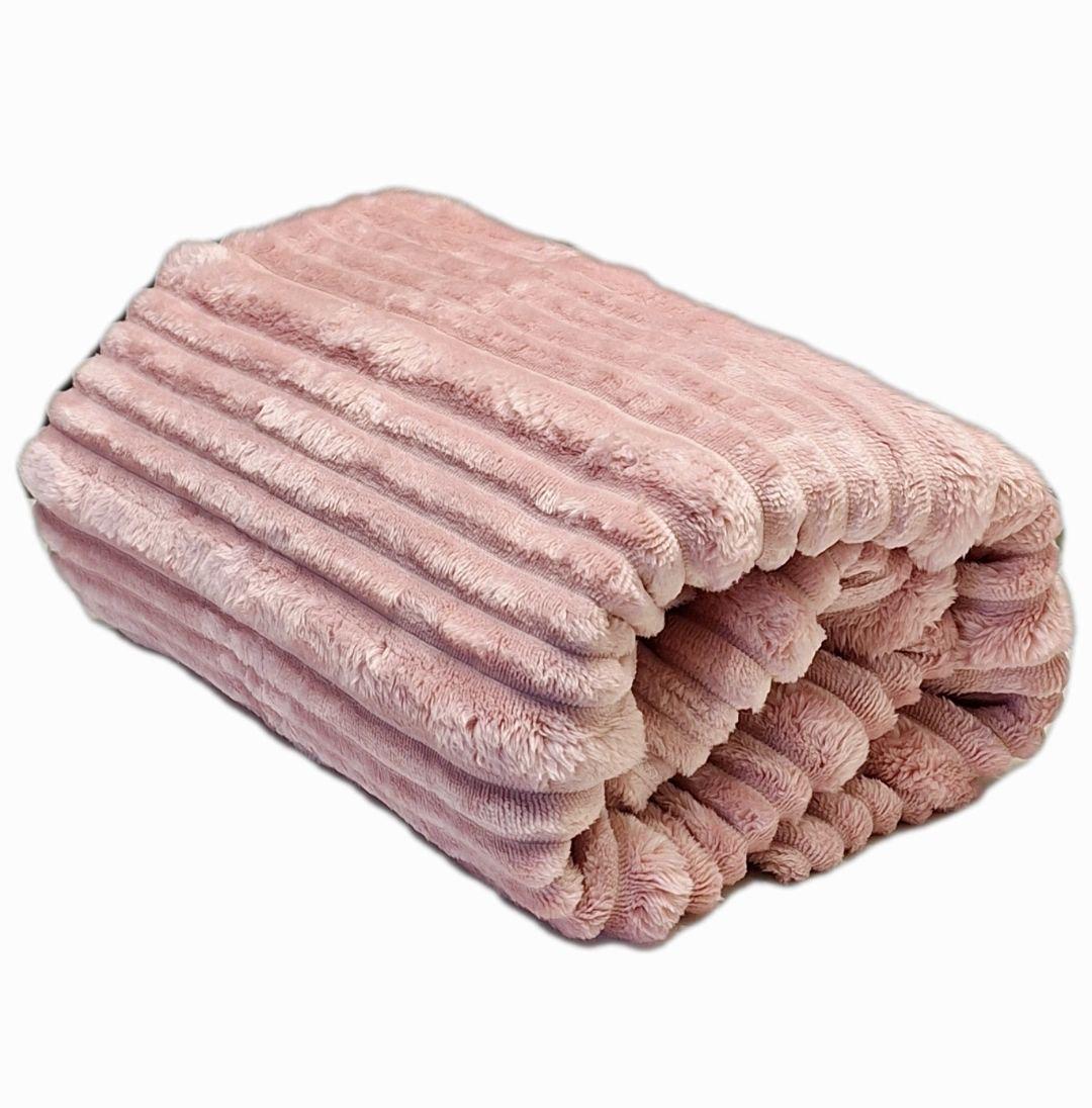 Плед-покривало флісове Смужка 200x230 см Рожевий (835)