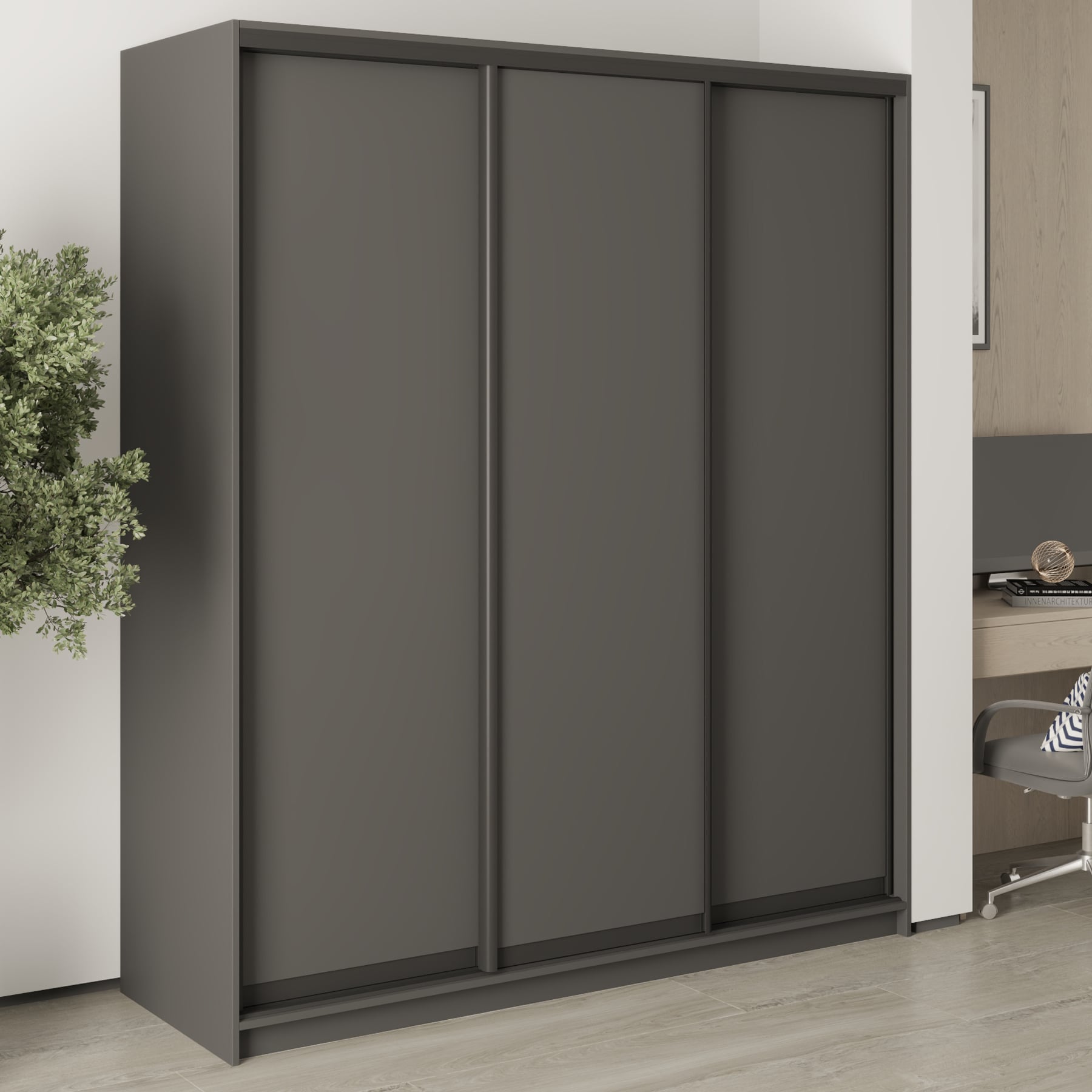 Шкаф-купе трехдверный Mebel Star Комбо BG MBS-8888 180х45х210 см Антрацит (1008877)