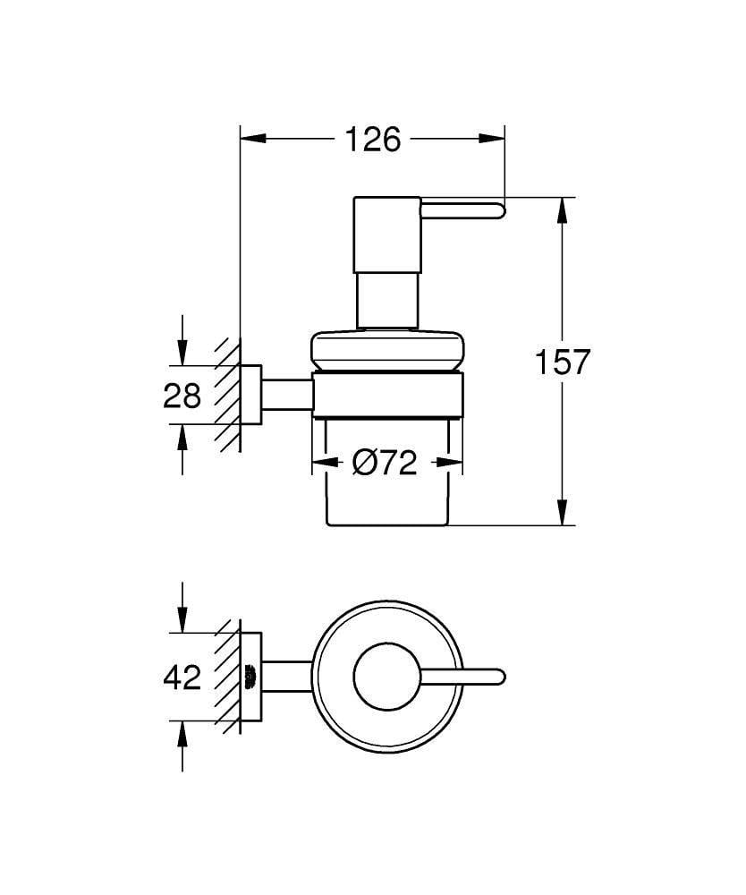 Дозатор для рідкого мила Grohe Essentials Cube 40756001 настінний 160 мл Хром (111220) - фото 2