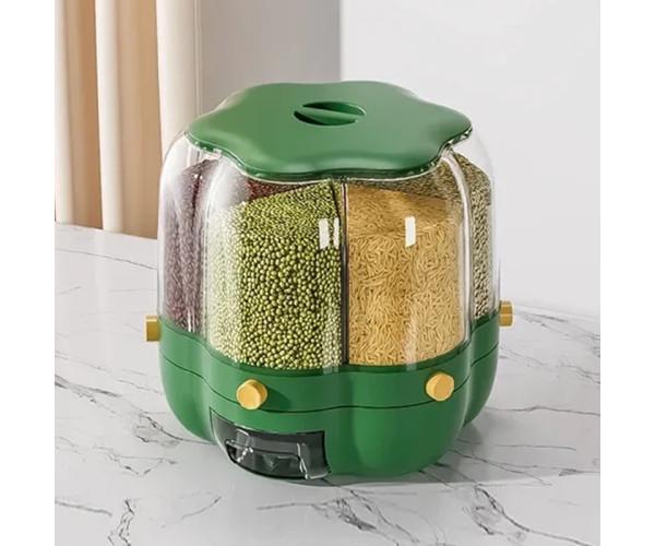 Контейнер для круп круглый 360° 6 л Зеленый (1252)