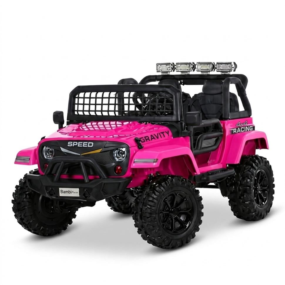 Детский электрический джип Bambi Racer 12V двухместный до 50 кг Розовый (DE-169-E-961)