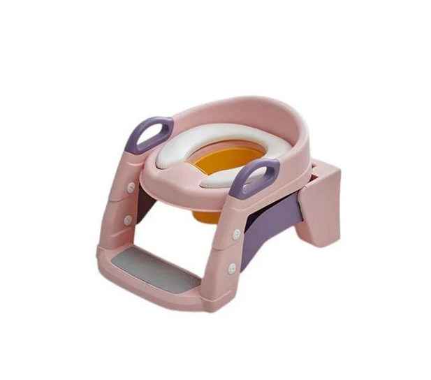 Сидіння на унітаз TOIMAYS дитяче складне зі сходами та ручками Рожевий