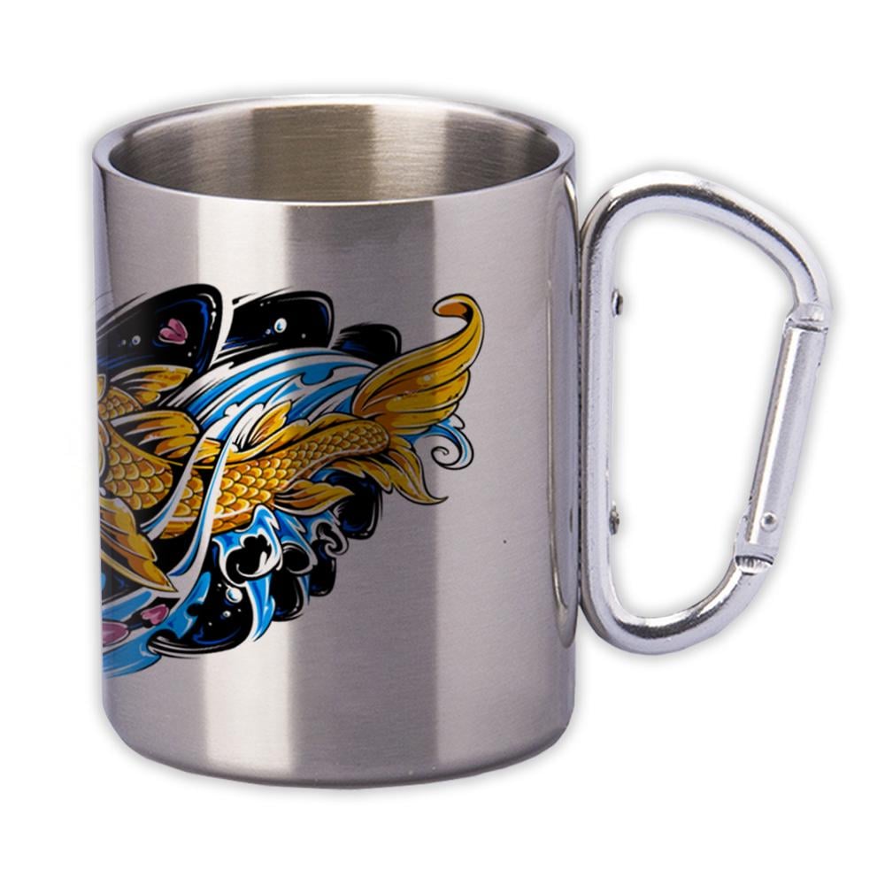 Металева кружка БРТ Знак зодіаку Риби з карабіном Срібний