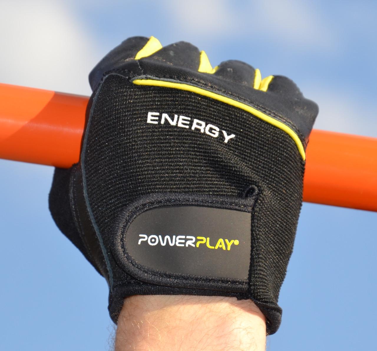 Рукавички для фітнесу PowerPlay 9058 Energy M Black/Yellow (21462873) - фото 10