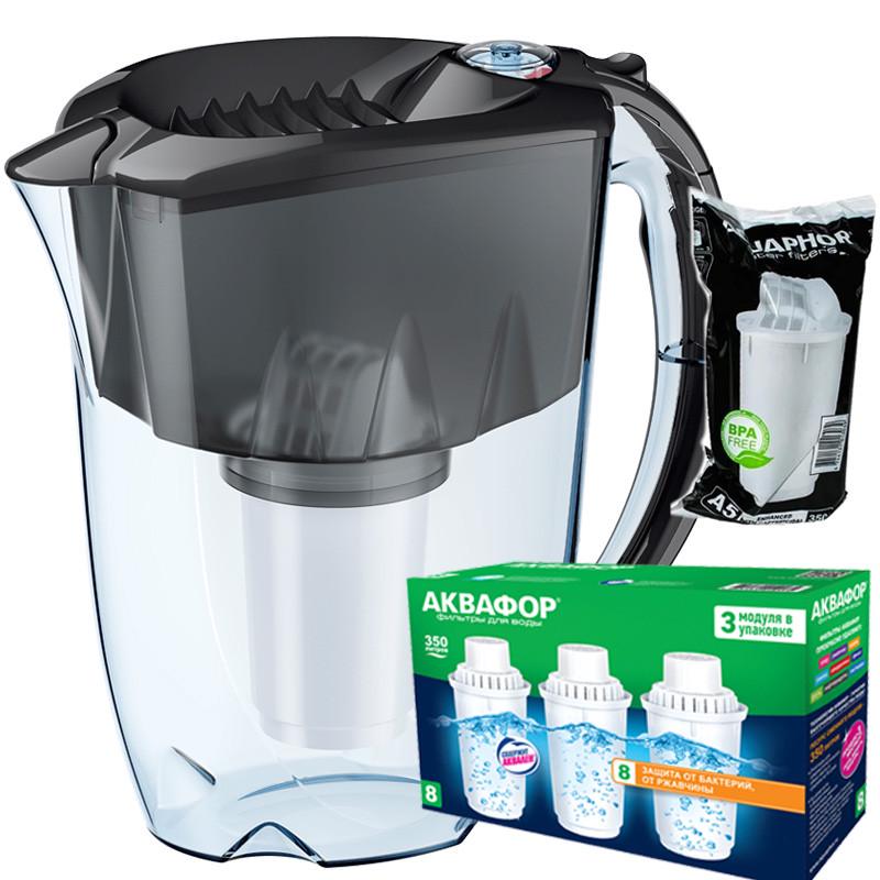 Фильтр-кувшин Аквафор Престиж А5 три модуля В8 Черный (1860933252)