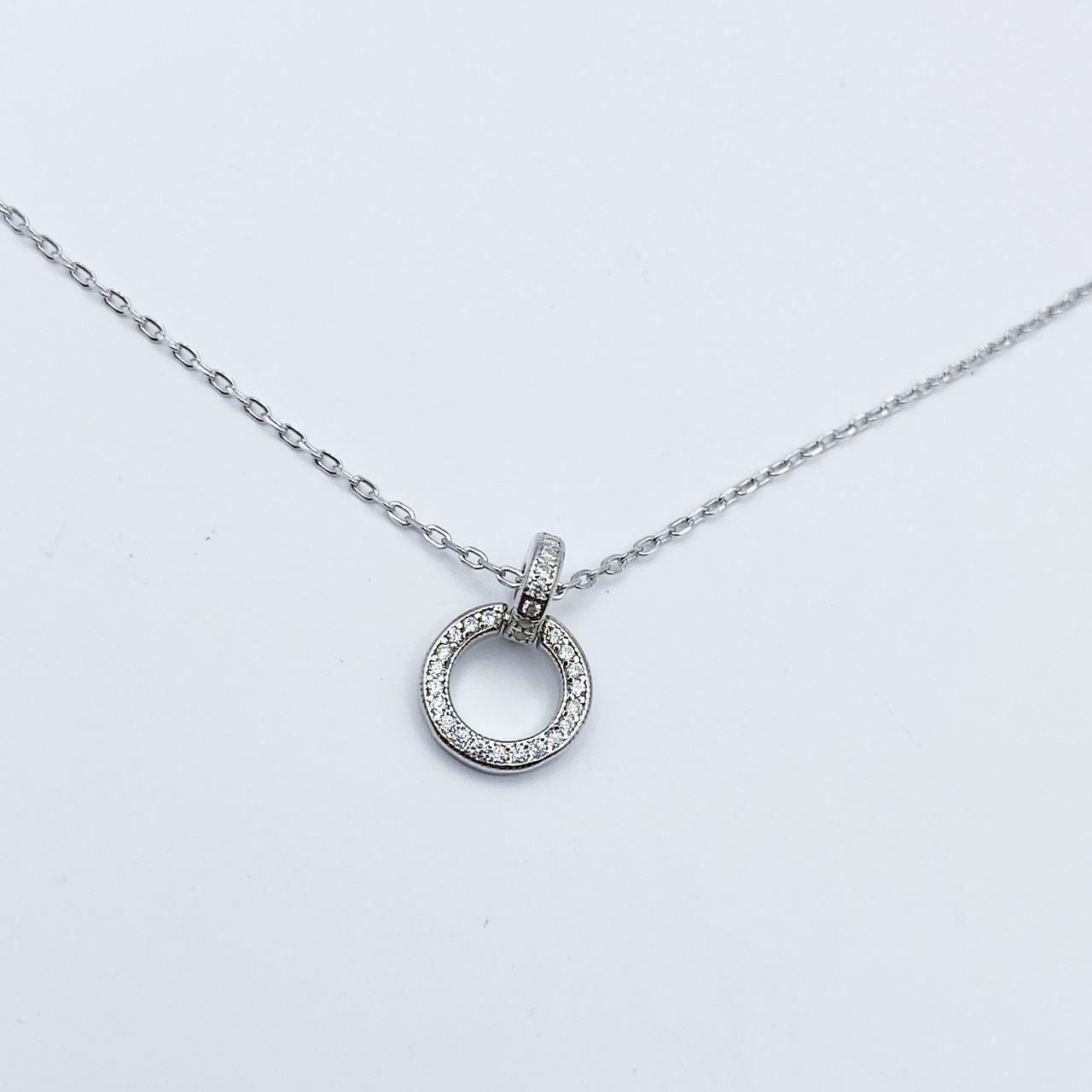 Колье серебряное Круг с кубическим цирконием 40-4 см 2,68 г