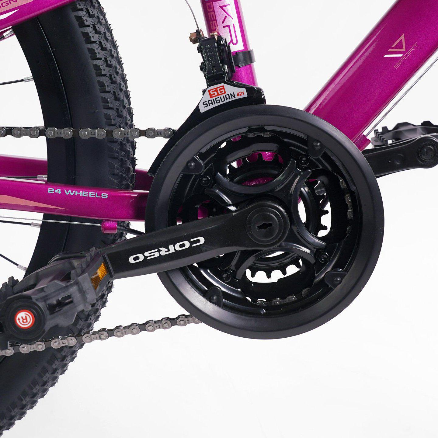Велосипед гірський Corso Fenix 24" підлітковий алюмінієвий Фіолетовий - фото 8 Велосипед гірський Corso Fenix 24" підлітковий алюмінієвий Фіолетовий - фото 8