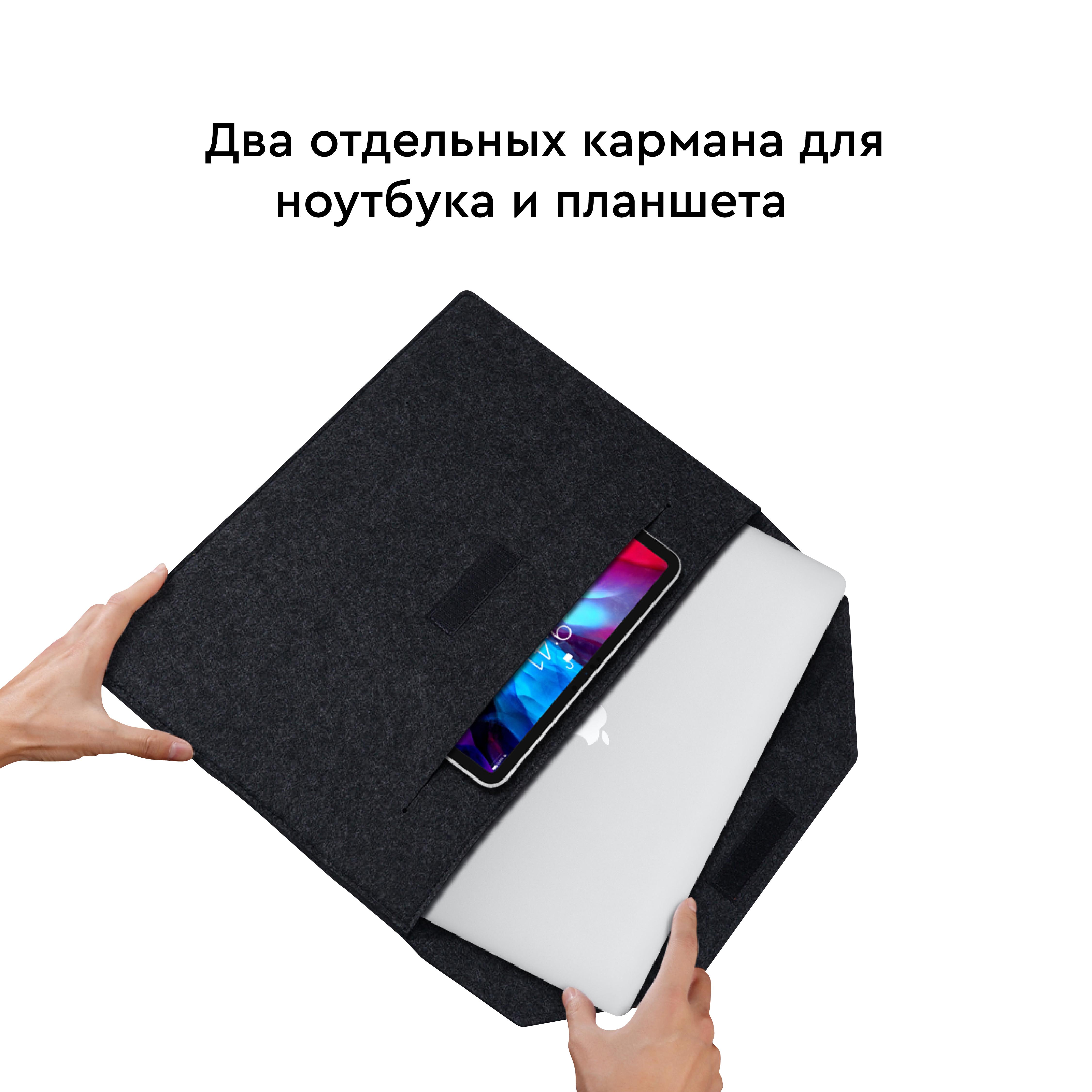 Обложка войлочная Airon Premium для ноутбука 13.3' Dark Grey (482235671062112) - фото 4