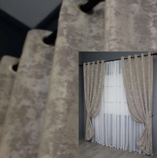 Комплект штор на люверсах SULTAN YL жаккард 1,5х2,5 м 2 шт. Серо-бежевый (1206ш) - фото 3