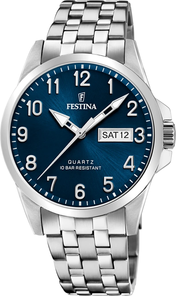 Наручные часы мужские Festina F20357/C Classics со стальным корпусом WR 100 м и синим циферблатом