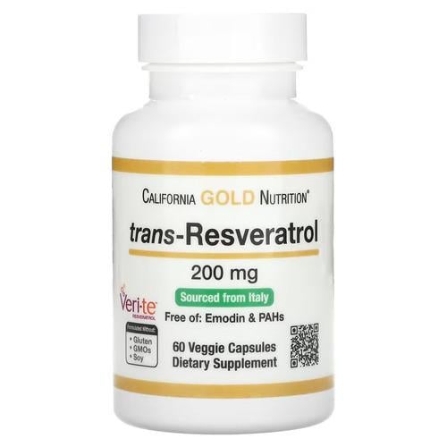 Ресвератрол California Gold Nutrition trans-Resveratrol 200 мг 60 растительных капс. (CGN-01174)