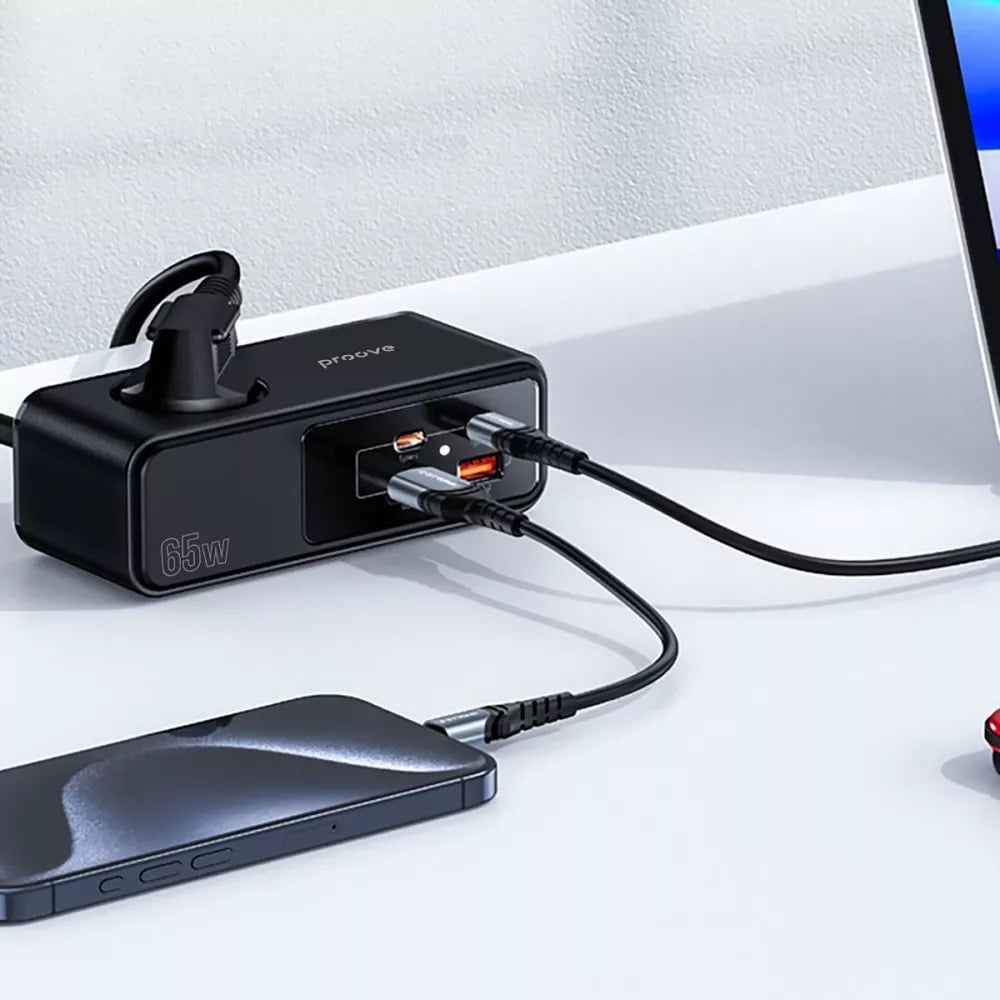 Мережевий фільтр Proove Homester Pro 65W із GaN зарядкою Чорний (27316824) - фото 3