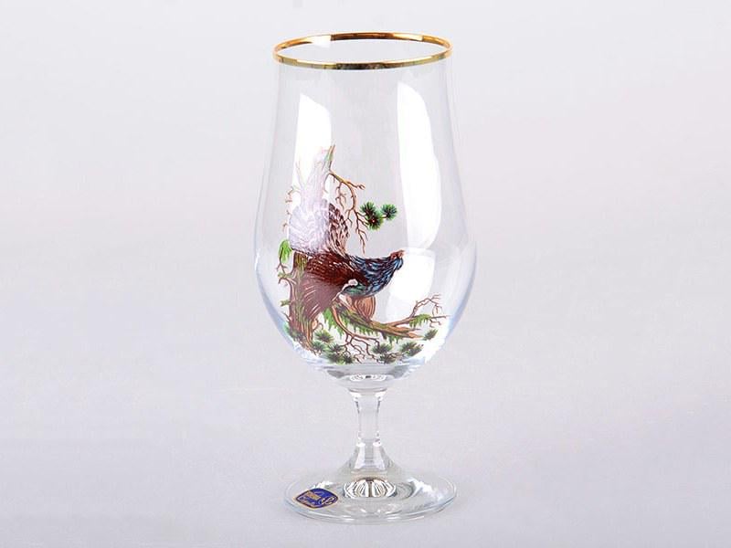 Пивной бокал Bohemia Глухарь 550 мл на ножке прозрачное богемское стекло