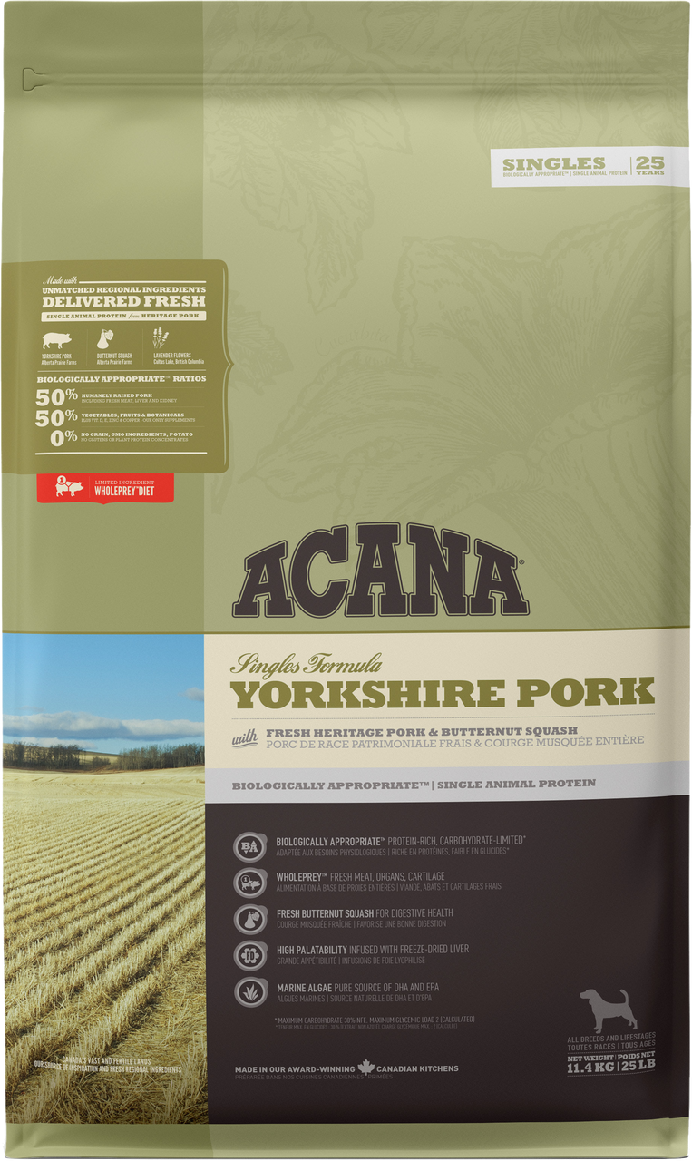 Корм беззерновой Acana Yorkshire Pork для собак всех пород 11,4 кг (26476)