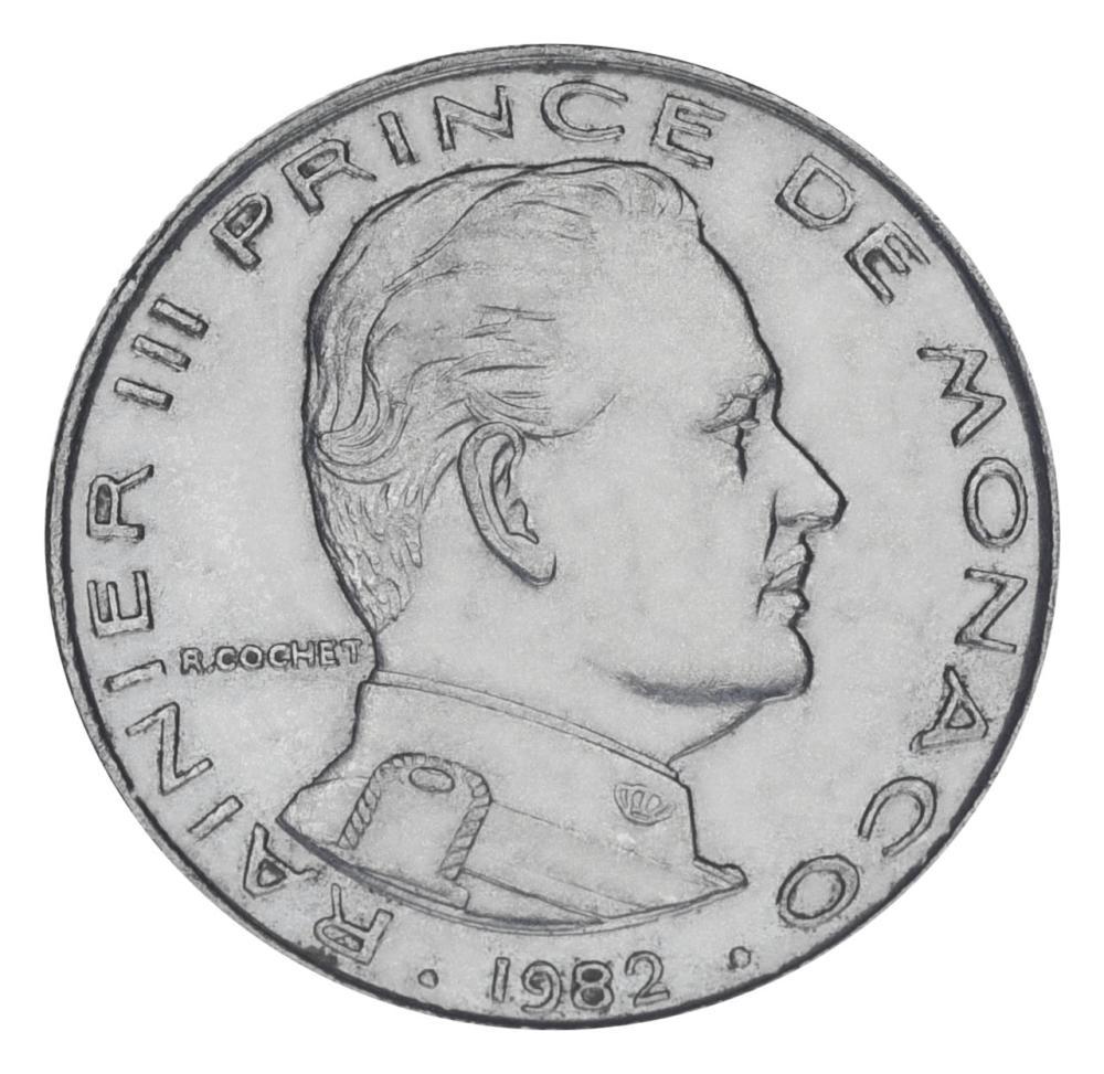 Коллекционная монета Монако 1/2 франка 1982 F-VF (М20444)