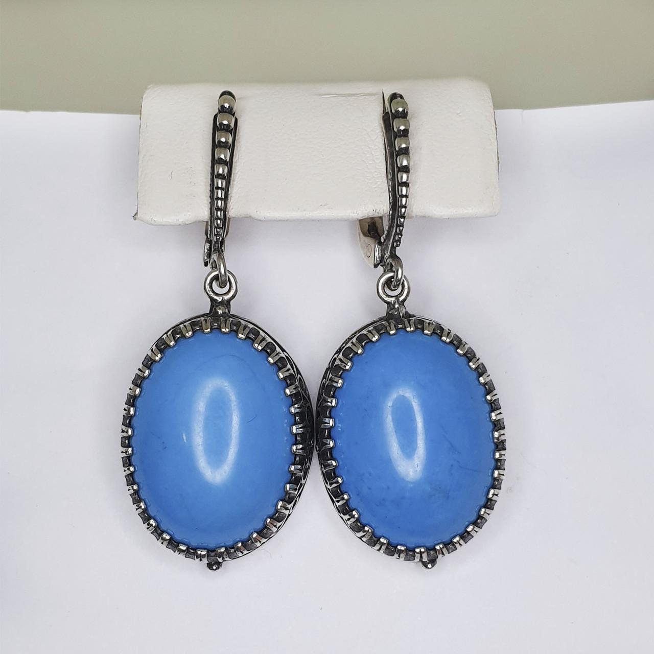 Серьги серебряные с бирюзой 8,8 г (1396517710)